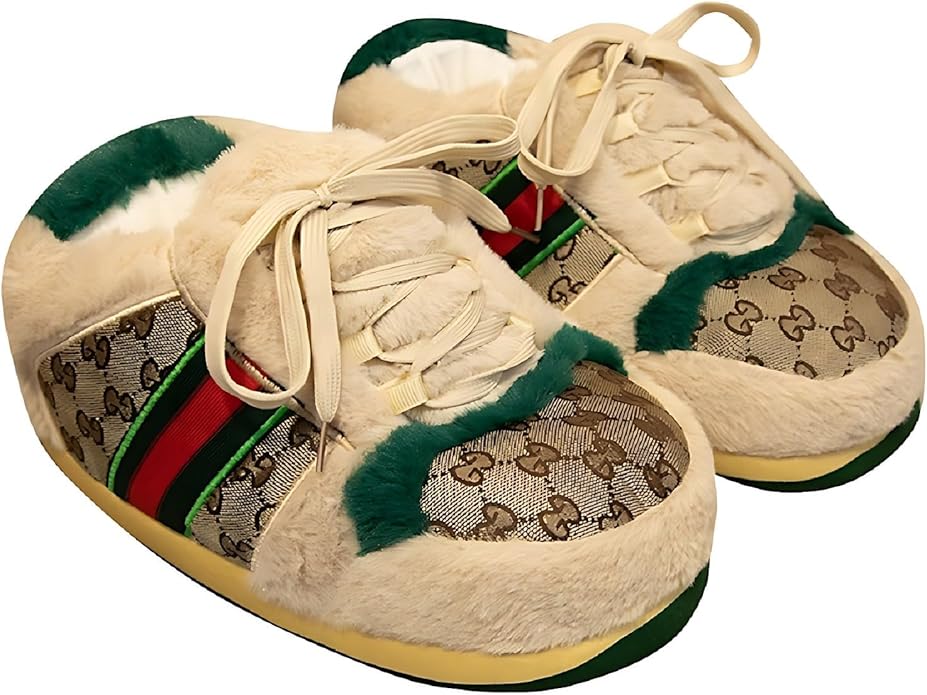 Sneaker Slippers for Men and Women Cozy Warm Home Plush Slippers Indoor Outdoor Non-slip Fluffy Shoes