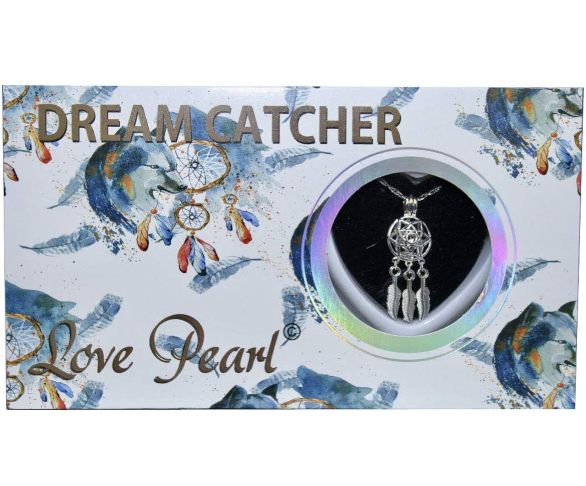 Dream Catcher Pearl Necklace – Cultured Pearl Pendant with Stainless Steel 16” Chain -Gift