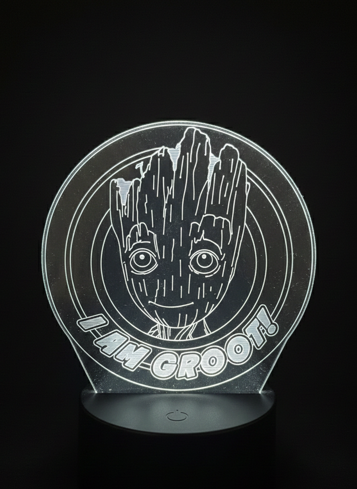 Marvel Groot 3D LED night light for bedroom or desk setup.
