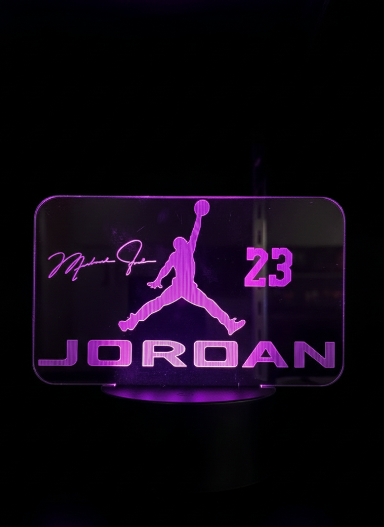 Hologram-style Jumpman lamp for basketball fans and sneaker collectors