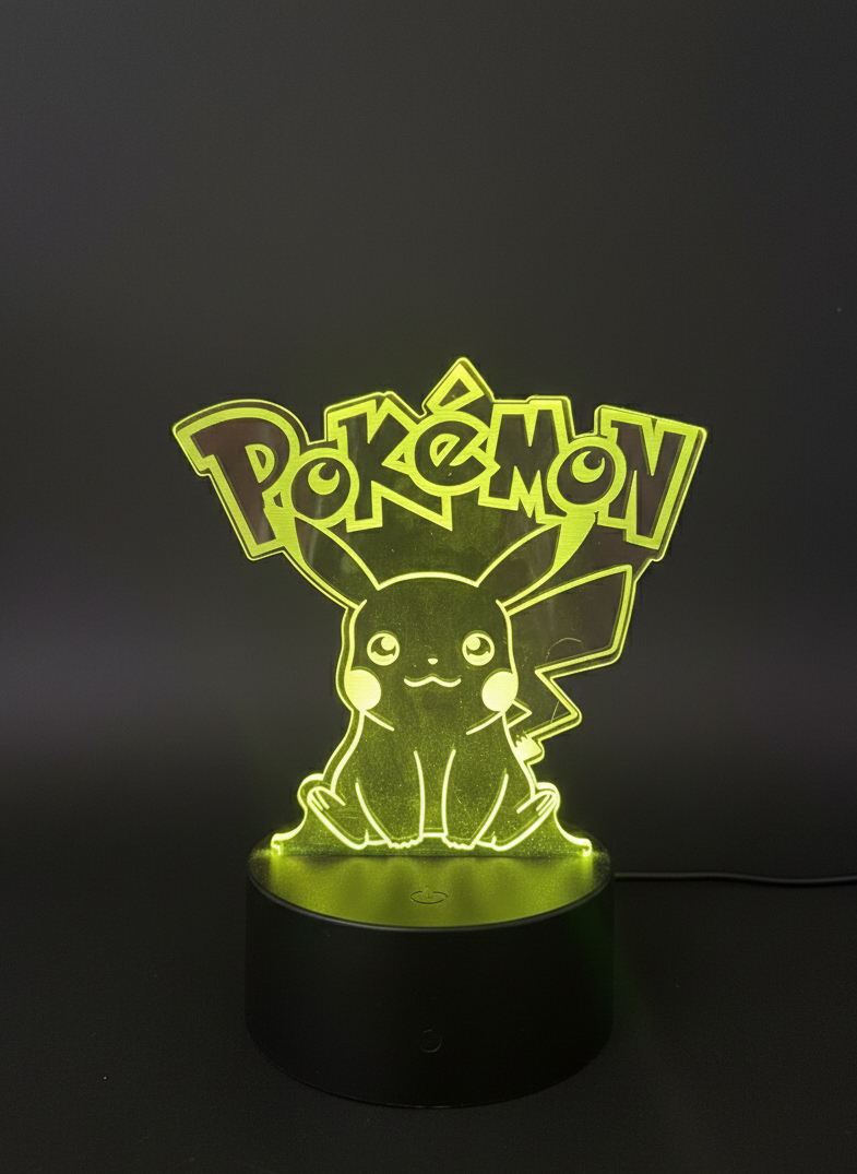 Pokémon Pikachu acrylic lamp illuminated in neon light