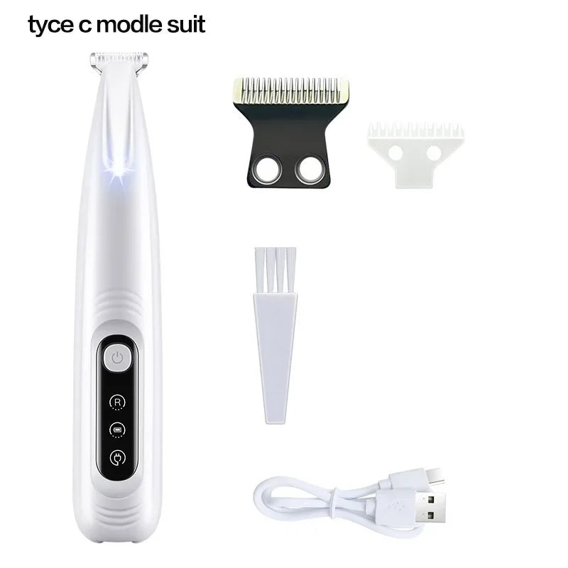 Dog Paw Trimmer with LED Light – Quiet, Waterproof & Cordless Pet Grooming Tool