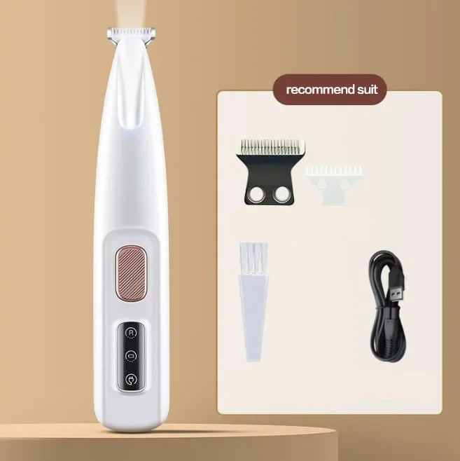 Dog Paw Trimmer with LED Light – Quiet, Waterproof & Cordless Pet Grooming Tool