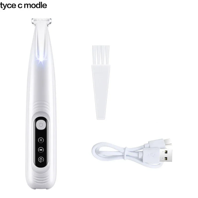Dog Paw Trimmer with LED Light – Quiet, Waterproof & Cordless Pet Grooming Tool