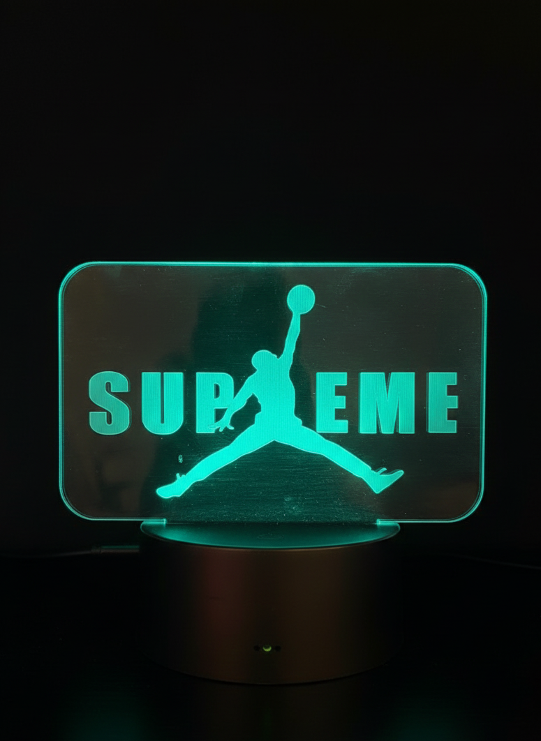 Jordan 3D LED night light with neon teal streetwear design