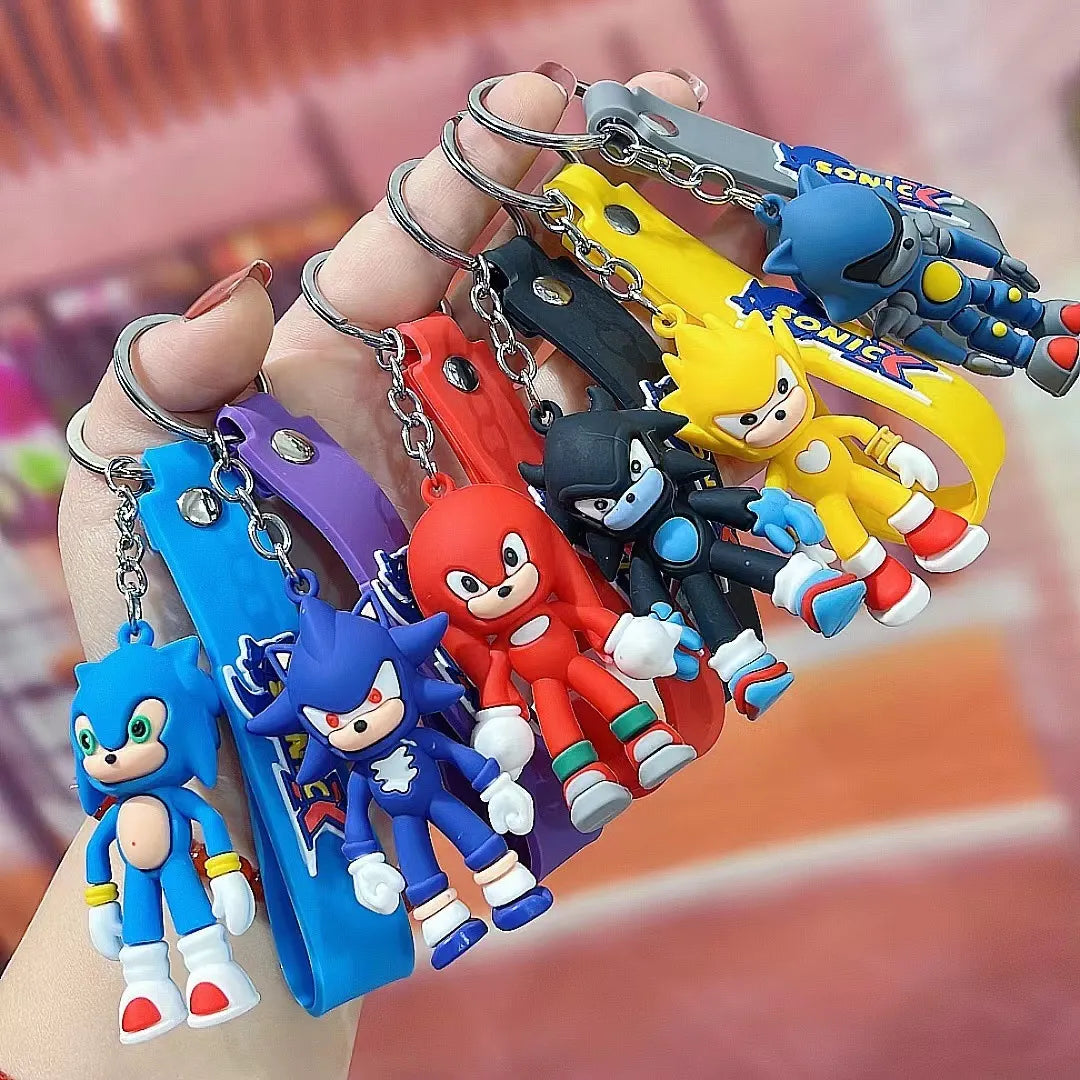 Sonic-Inspired Keychain β Cute PVC Stress-Relief Toy ππ