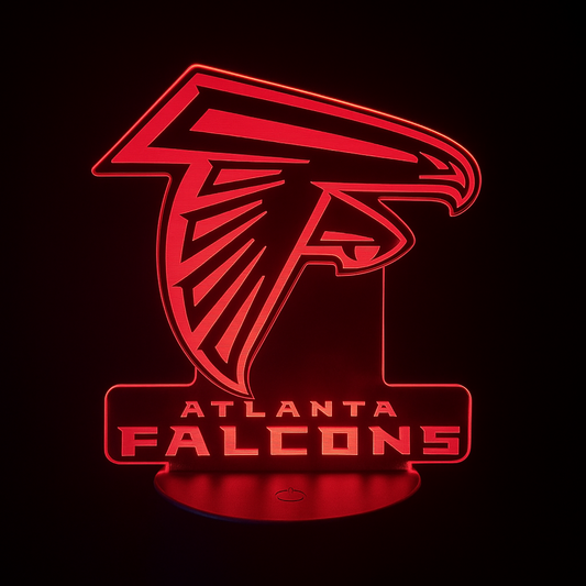 Falcons 3D Light - Atlanta Falcons 3D LED lamp with bright red studio glow on dark background
