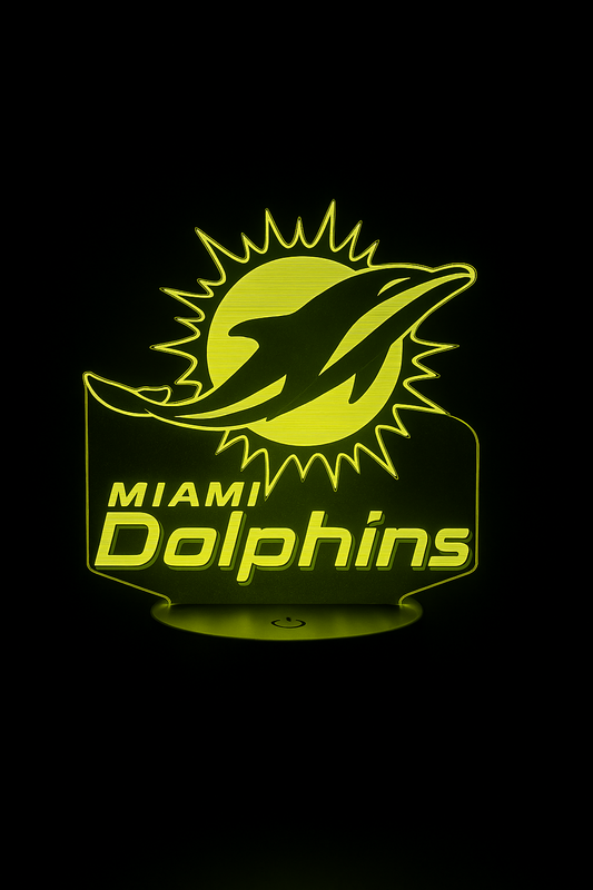 Miami Dolphins 3D Lamp – 7-Color Glow Light | USB or Battery Powered Room Decor