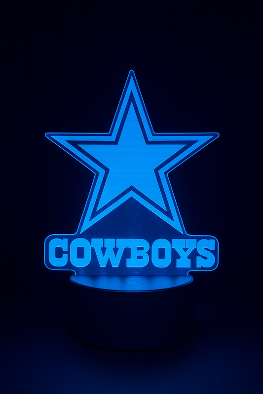 Dallas Cowboys 3D Lamp – 7-Color Glow Light | USB or Battery Powered Fan Room Decor