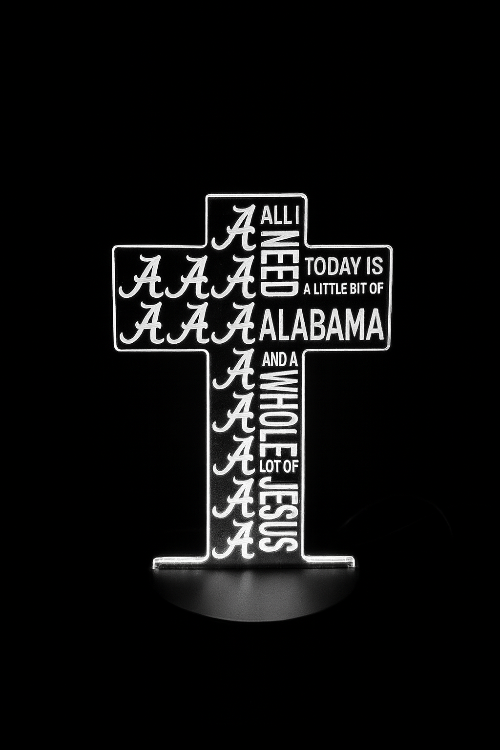 Alabama Faith Cross 3D Glow Lamp – Inspirational Room Decor