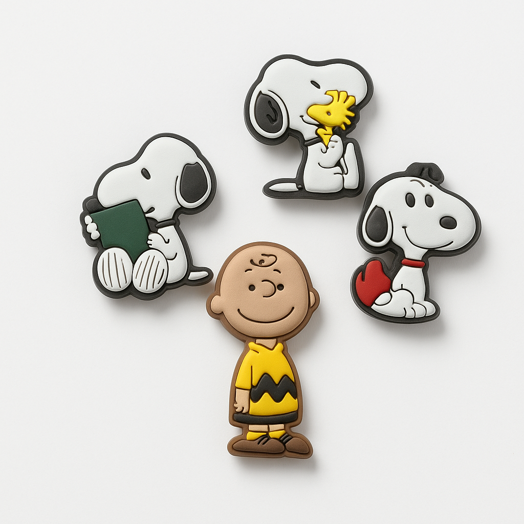 Snoopy & Charlie Brown Croc Charms – 4-Piece Jibbitz Style Bundle