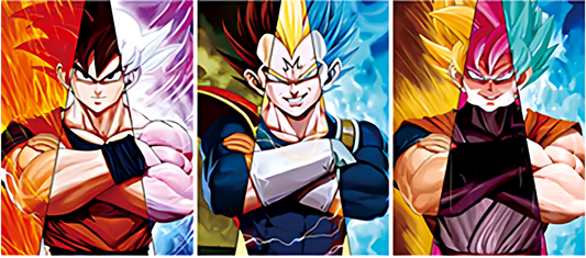 Close-up showing 3D lenticular depth and holographic shine on the Dragon Ball poster.