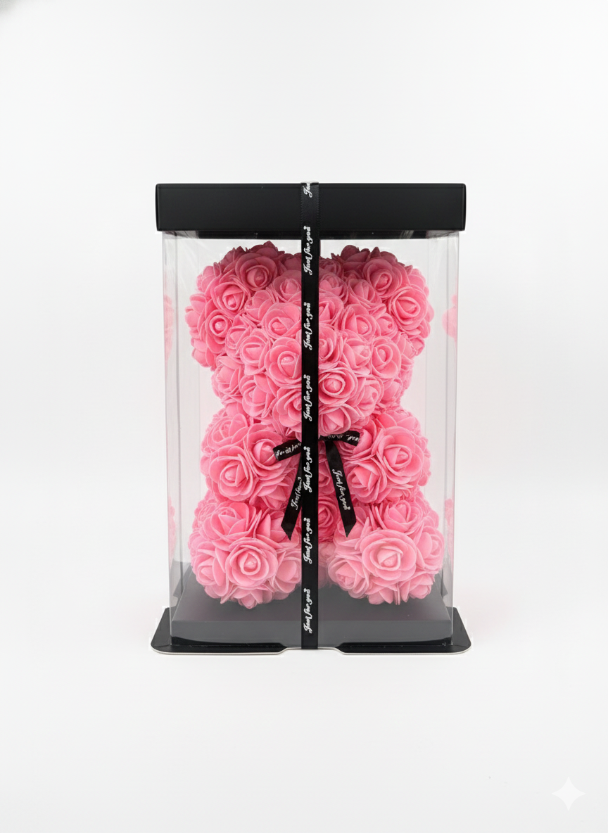 Forever Rose Teddy Bear with Fairy Lights