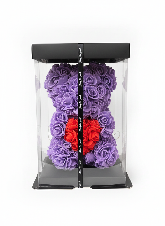 Forever Rose Teddy Bear with Fairy Lights