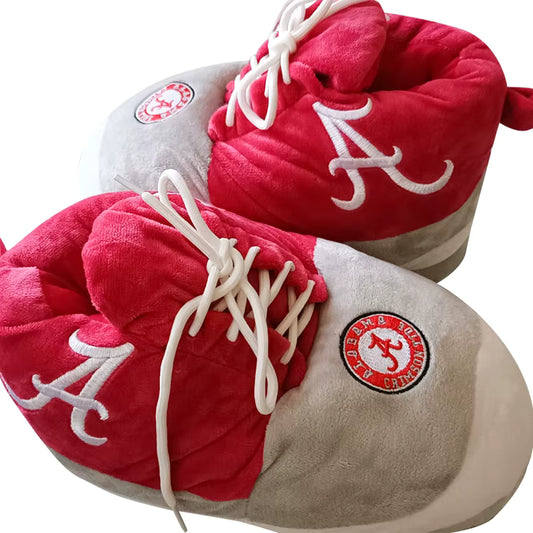 Alabama House Shoes – Red & Gray Plush Cozy Slippers