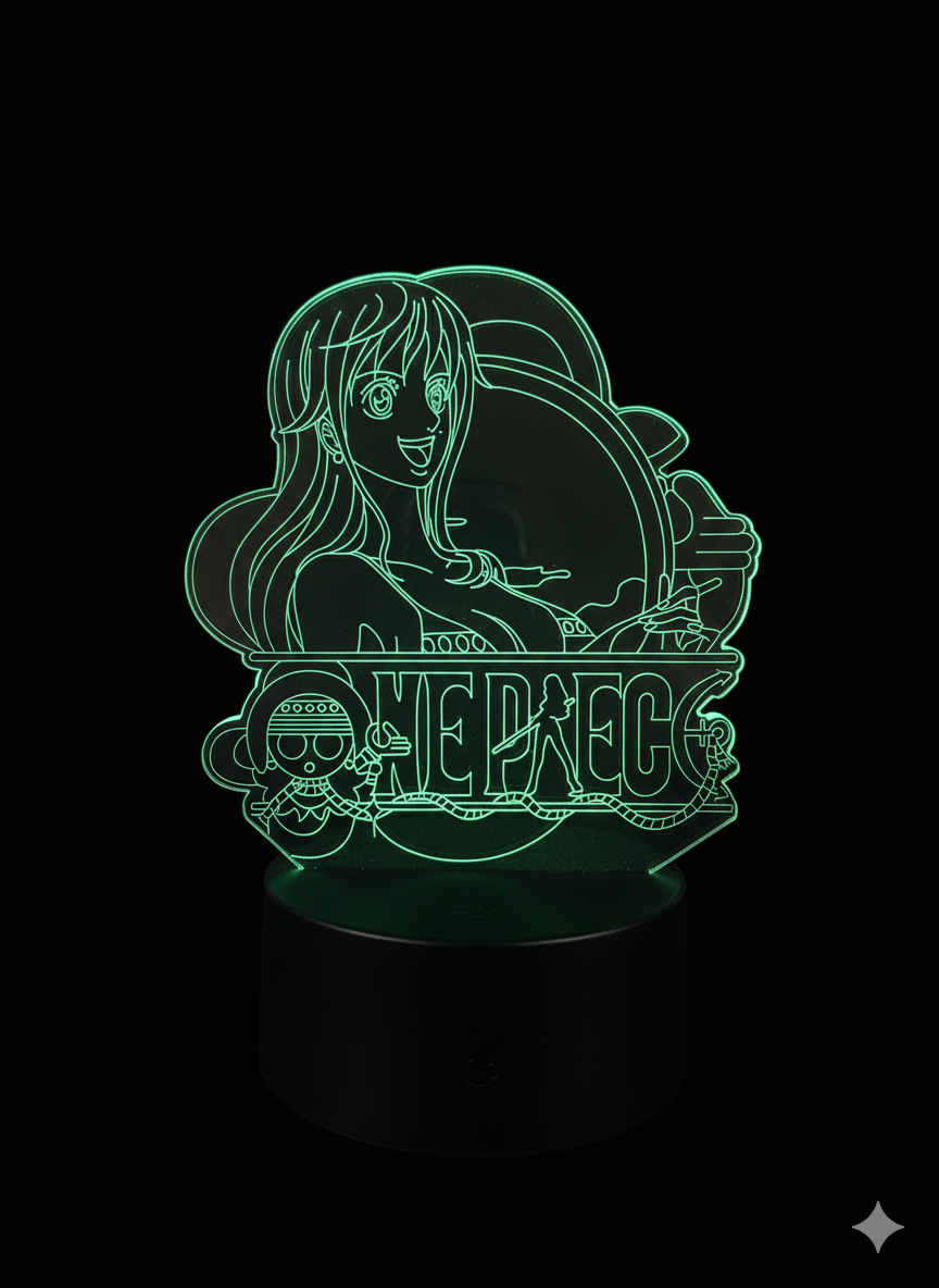 One Piece Nami acrylic hologram lamp with RGB lighting