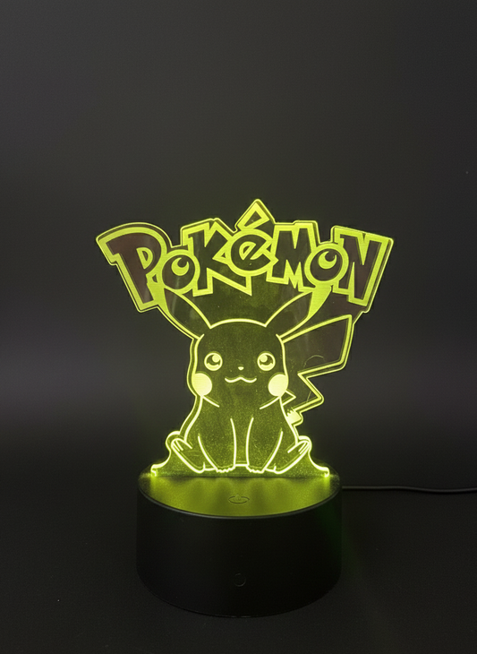 Pokémon Pikachu acrylic lamp illuminated in neon light