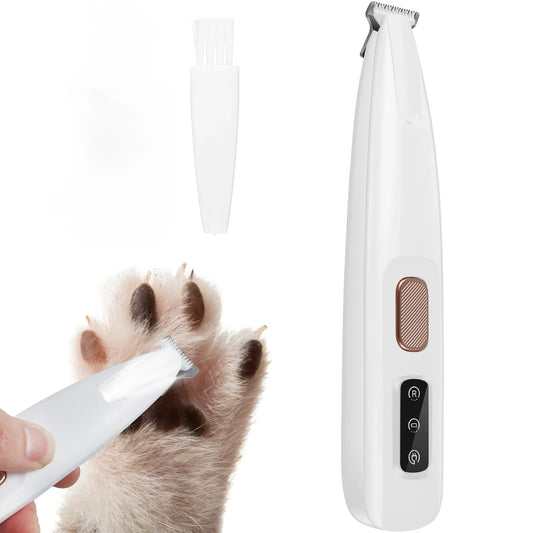 Dog Paw Trimmer with LED Light – Quiet, Waterproof & Cordless Pet Grooming Tool
