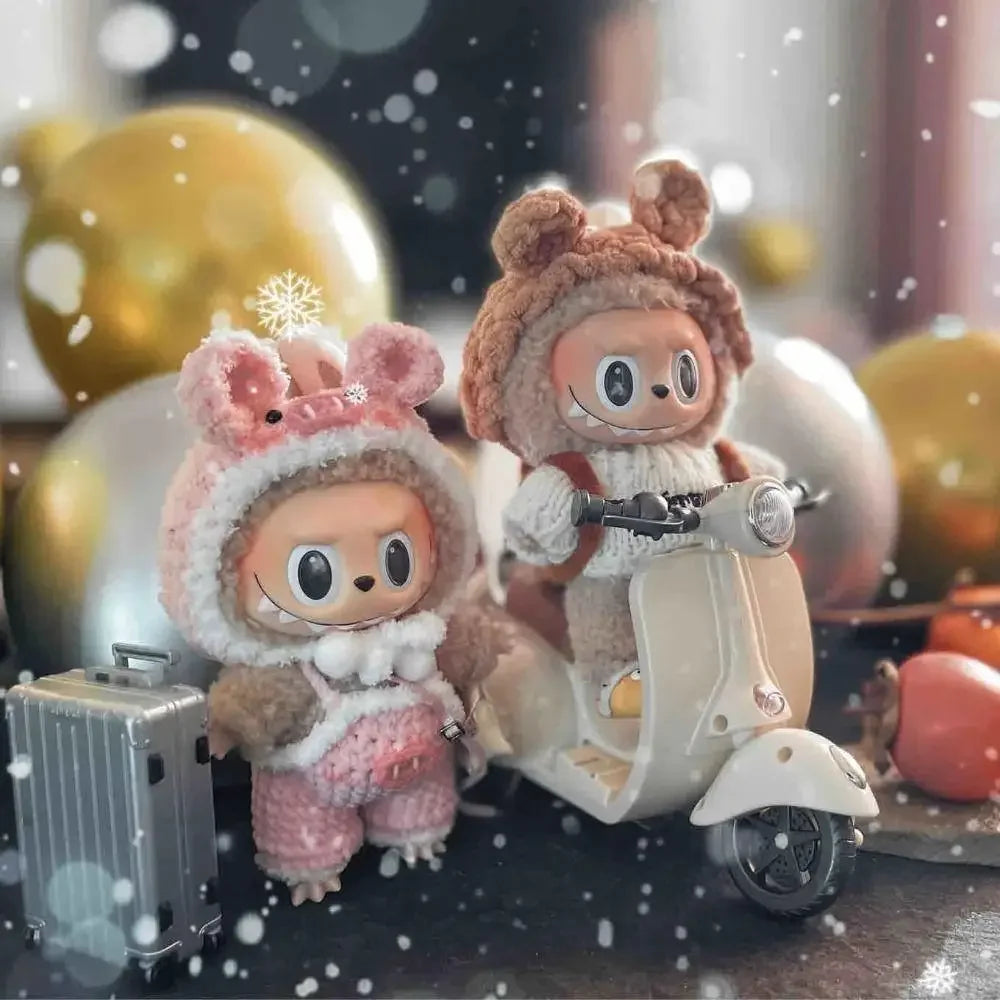 Mini Electric Motorcycle Toy for Labubu Dolls – 360° Spin, Lights & Music (No Doll)