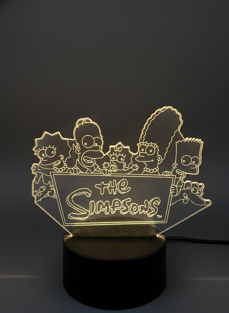 Hologram-style Simpsons acrylic lamp with RGB lighting