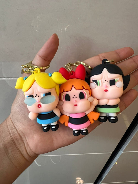 Crybaby Aesthetic Powerpuff Girls Keychain – Bubbles, Blossom, Buttercup