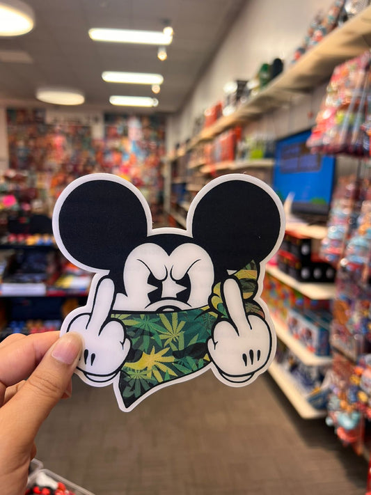 3D Weed Mickey Sticker – Trippy Cartoon Vibes for Laptops, Skateboards & More