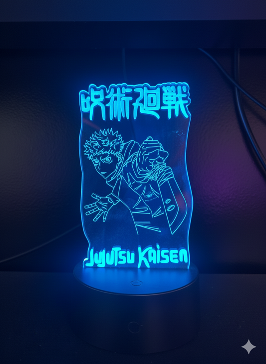 Jujutsu Kaisen Yuji hologram-style acrylic lamp with RGB colors.