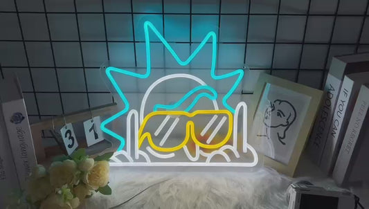 Rick LED Wall Light – Aesthetic Cartoon Room Decor Lamp | Blue & Yellow Glow