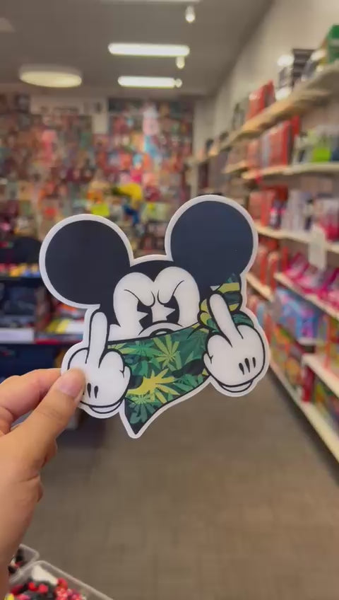 3D Weed Mickey Sticker – Trippy Cartoon Vibes for Laptops, Skateboards & More